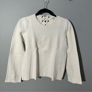 Madewell Lace Up Back White Sweater — Size XS